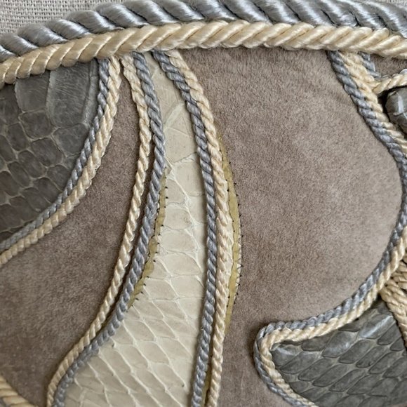 Vintage 80s Leather Suede Print Snake Cord Belt Celestial Moon Boho Adzer Anthro - Picture 10 of 12